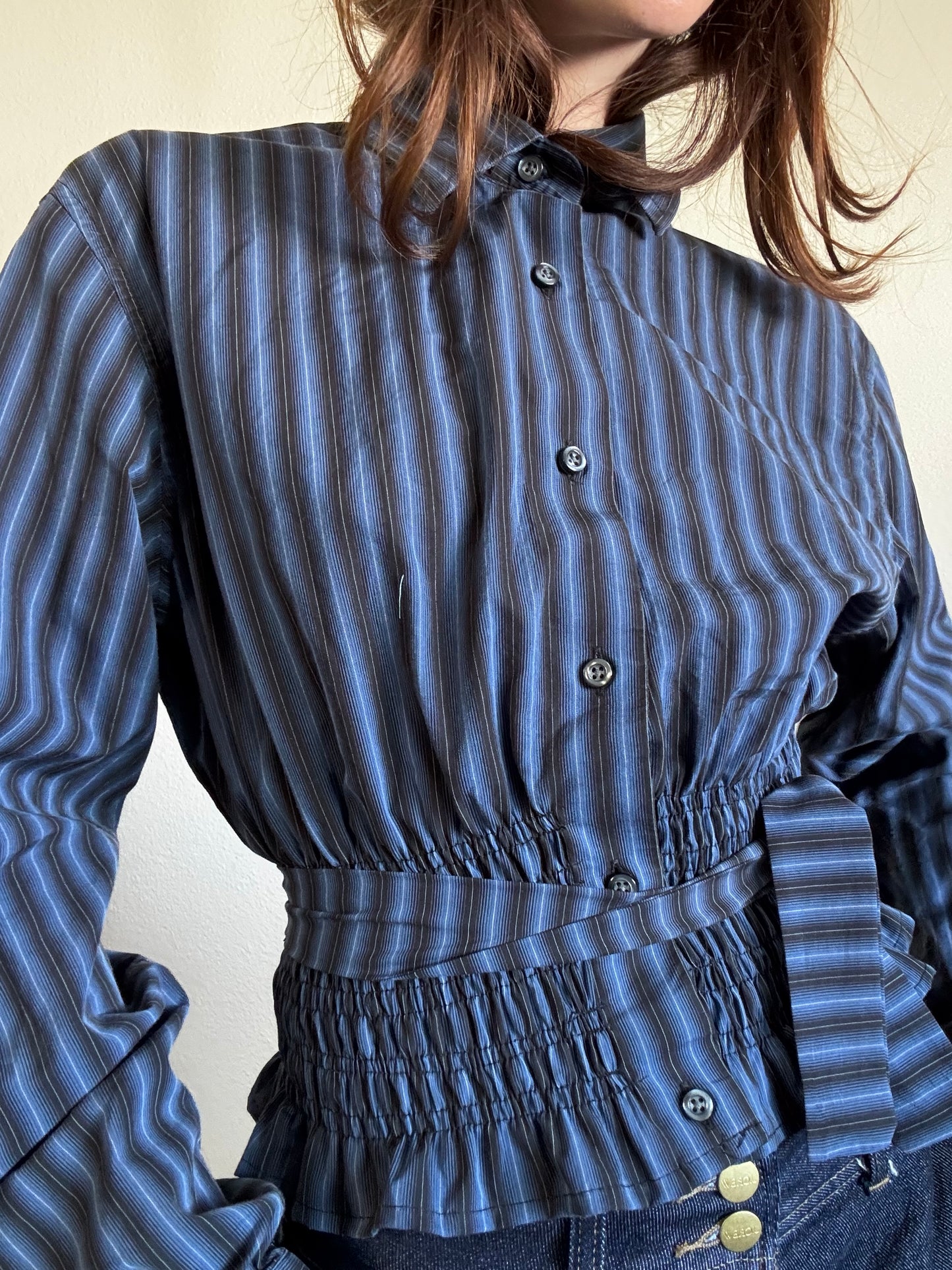 Marielle Top / Blue & Black Stripes