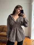 Elodie Top in Mousy Brown & Pink Stripes (L/XL)