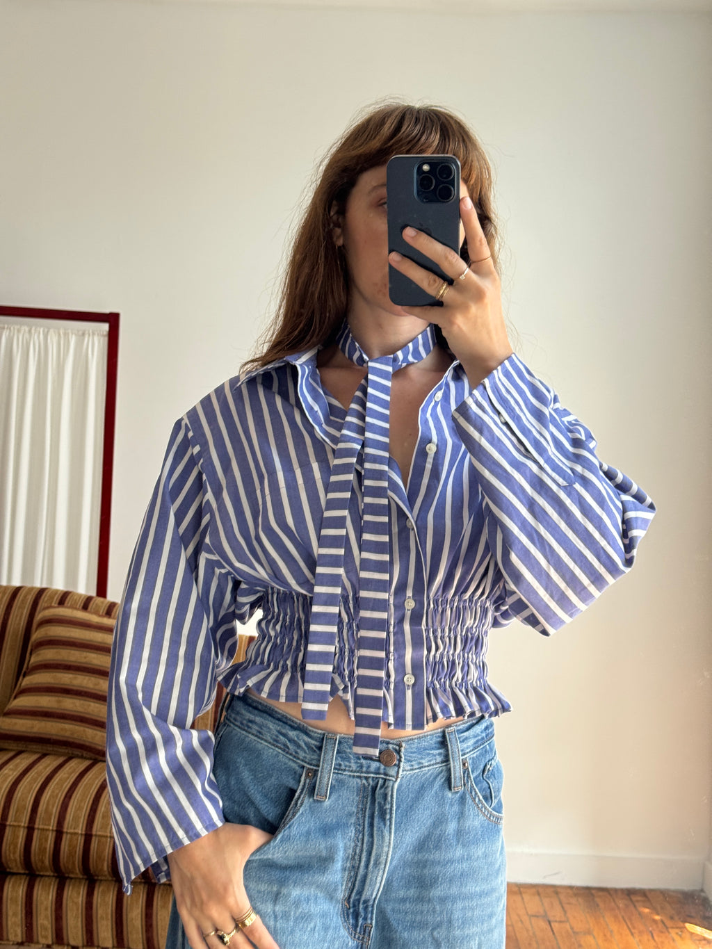 MARIELLE TOP in BLUE STRIPE (M/L)