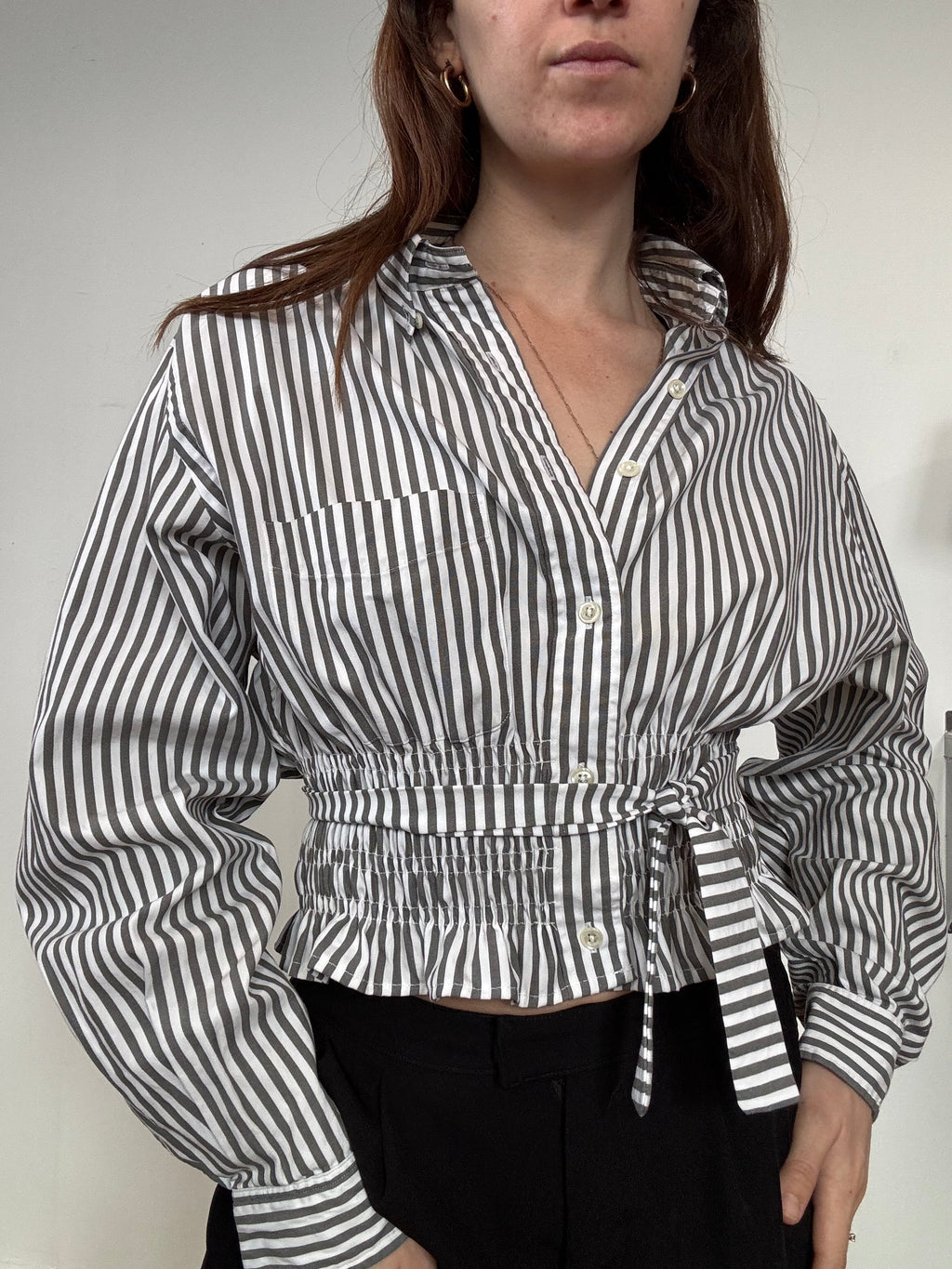 Marielle Top / Shaded Green Stripes / M