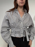 Marielle Top / Shaded Green Stripes / M