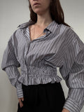 Marielle Top / Gray Contrast Stripes / LXL