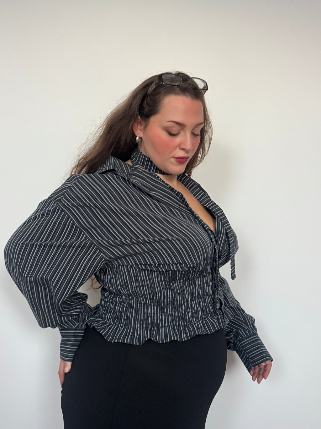 Marielle Top in SHADOW Stripes (1X-2X & TALL)