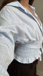 MARIELLE TOP in Ice Blue Stripes (S/M)