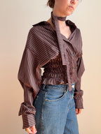 Marielle Top in Plum & Gold Stripes (M-L)