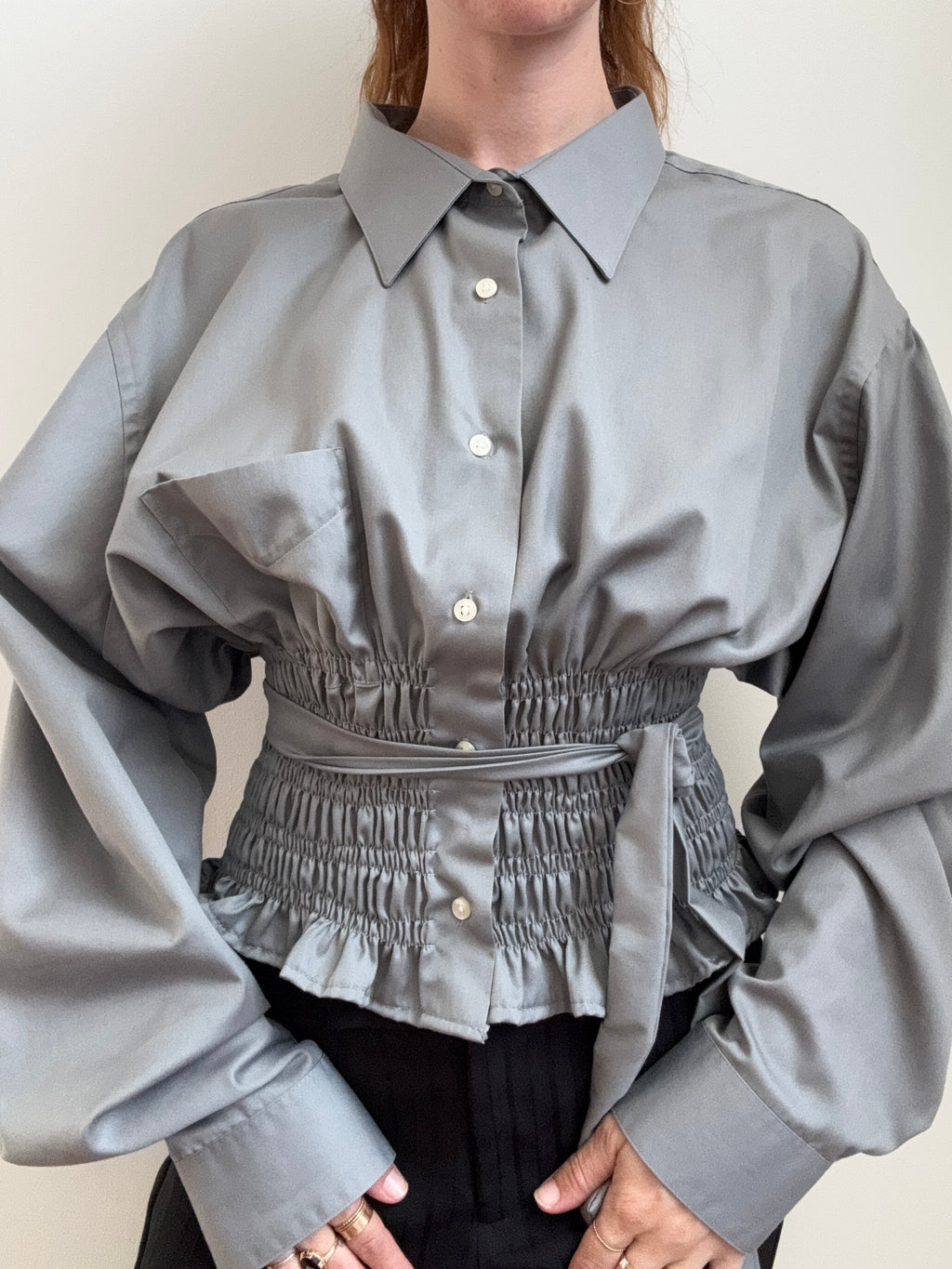 MARIELLE TOP in Sheen Gray (L/XL)