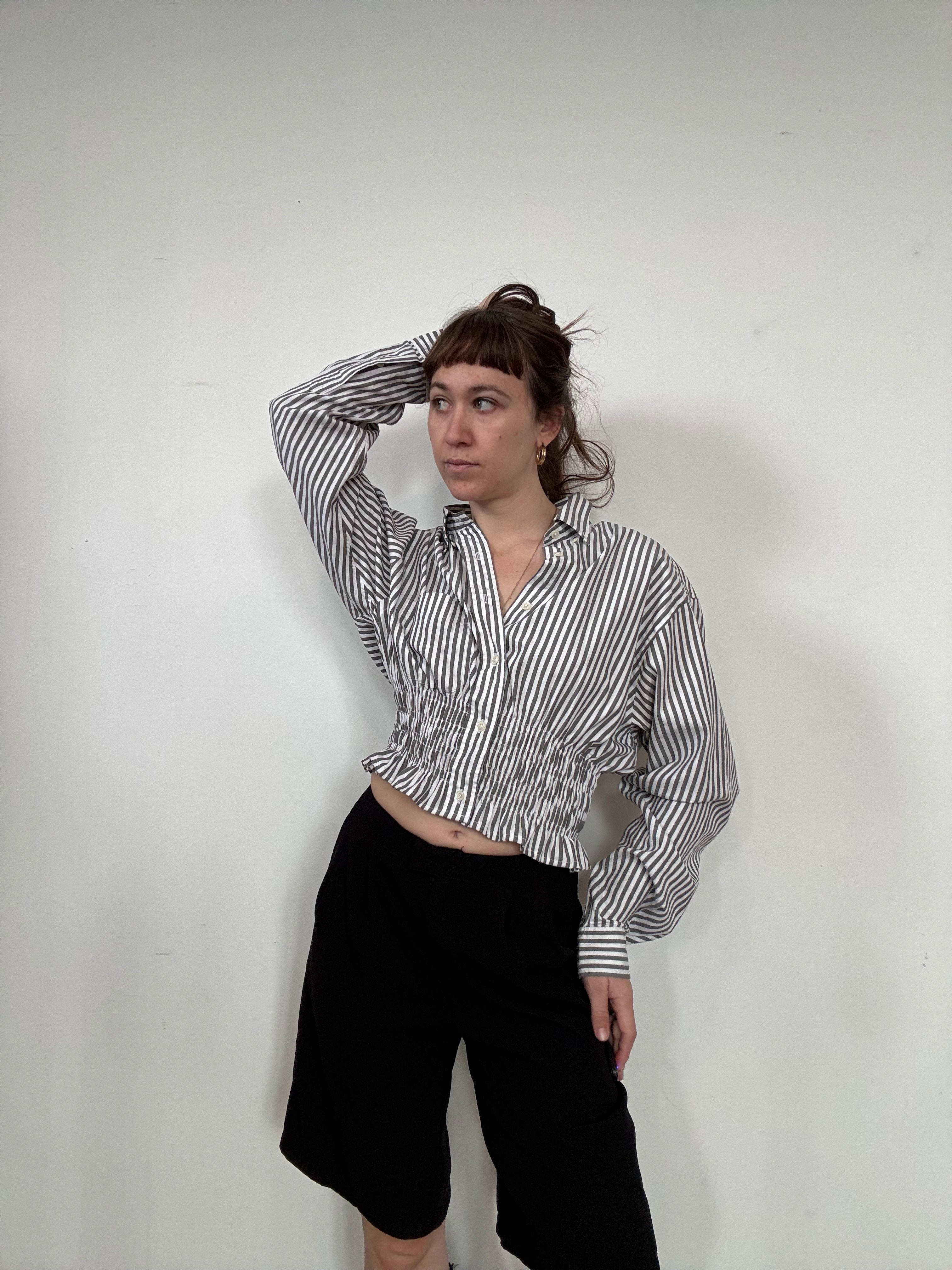 Marielle Top / Shaded Green Stripes / M