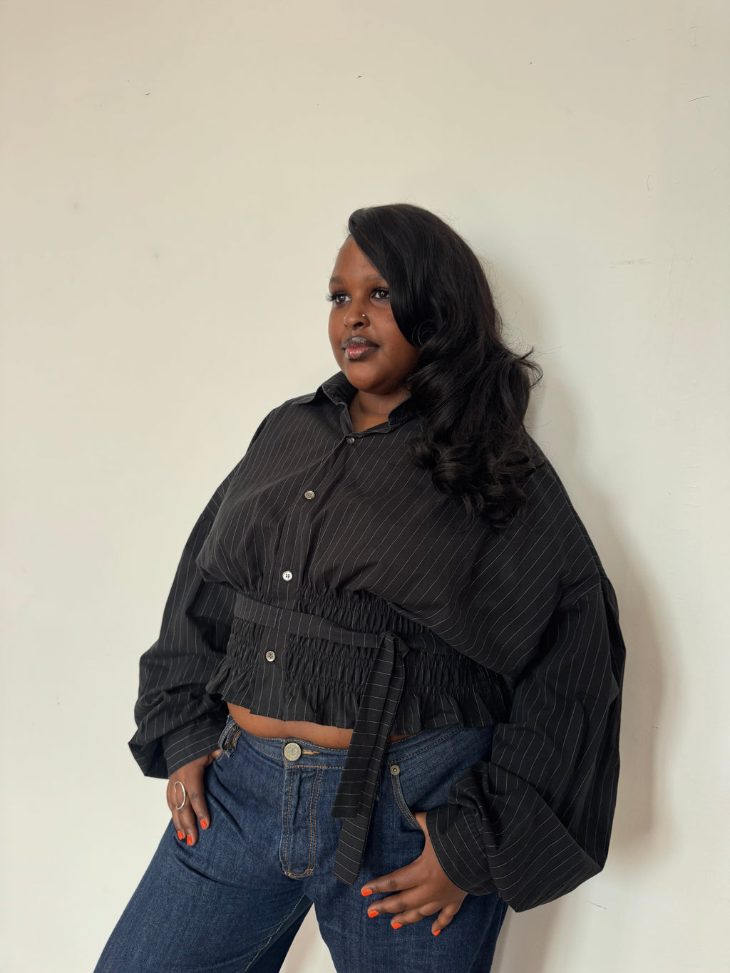 Marielle Top / Black Pinstripes 2X-3X