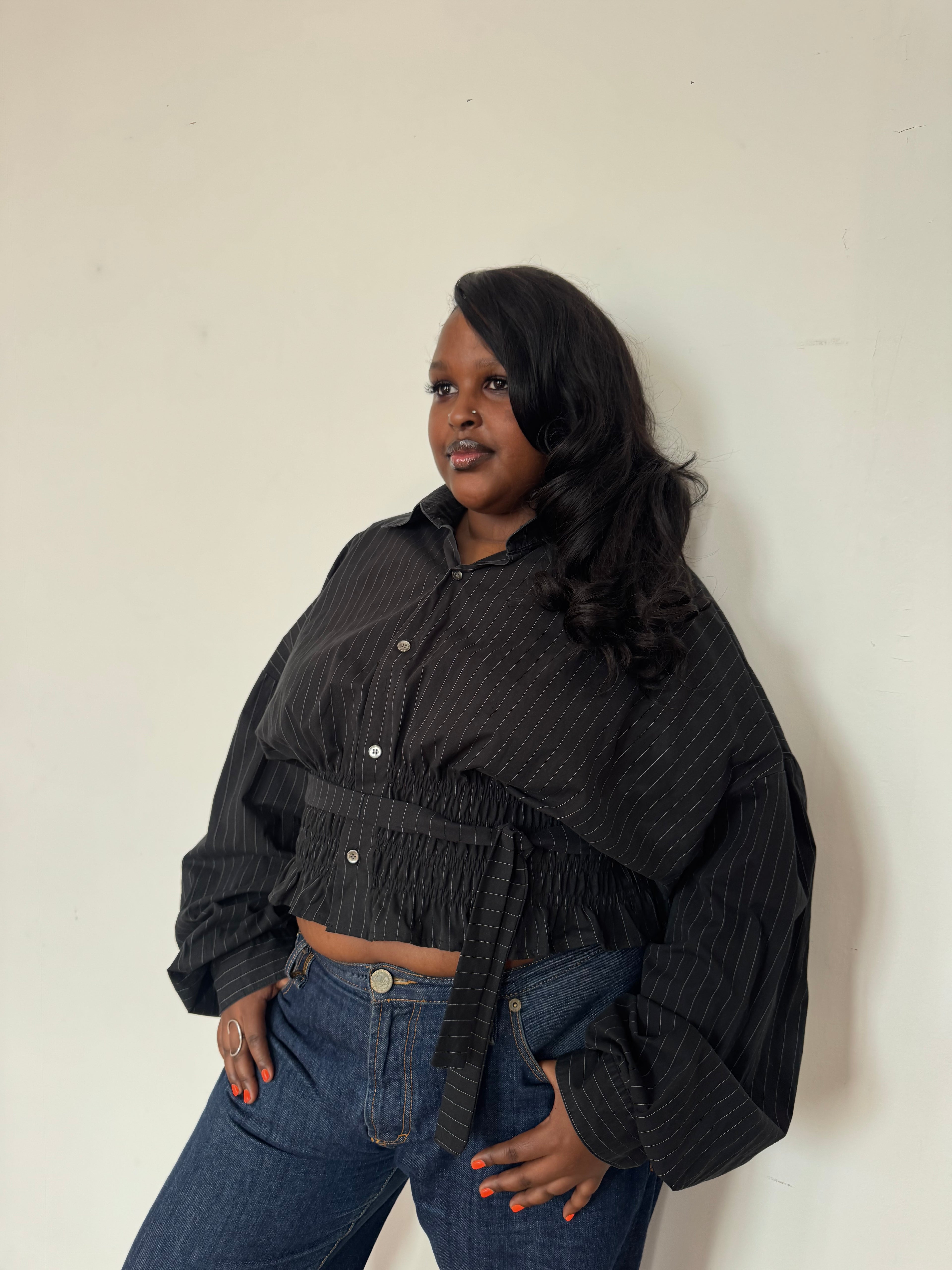 Marielle Top / Black Pinstripes 2X-3X