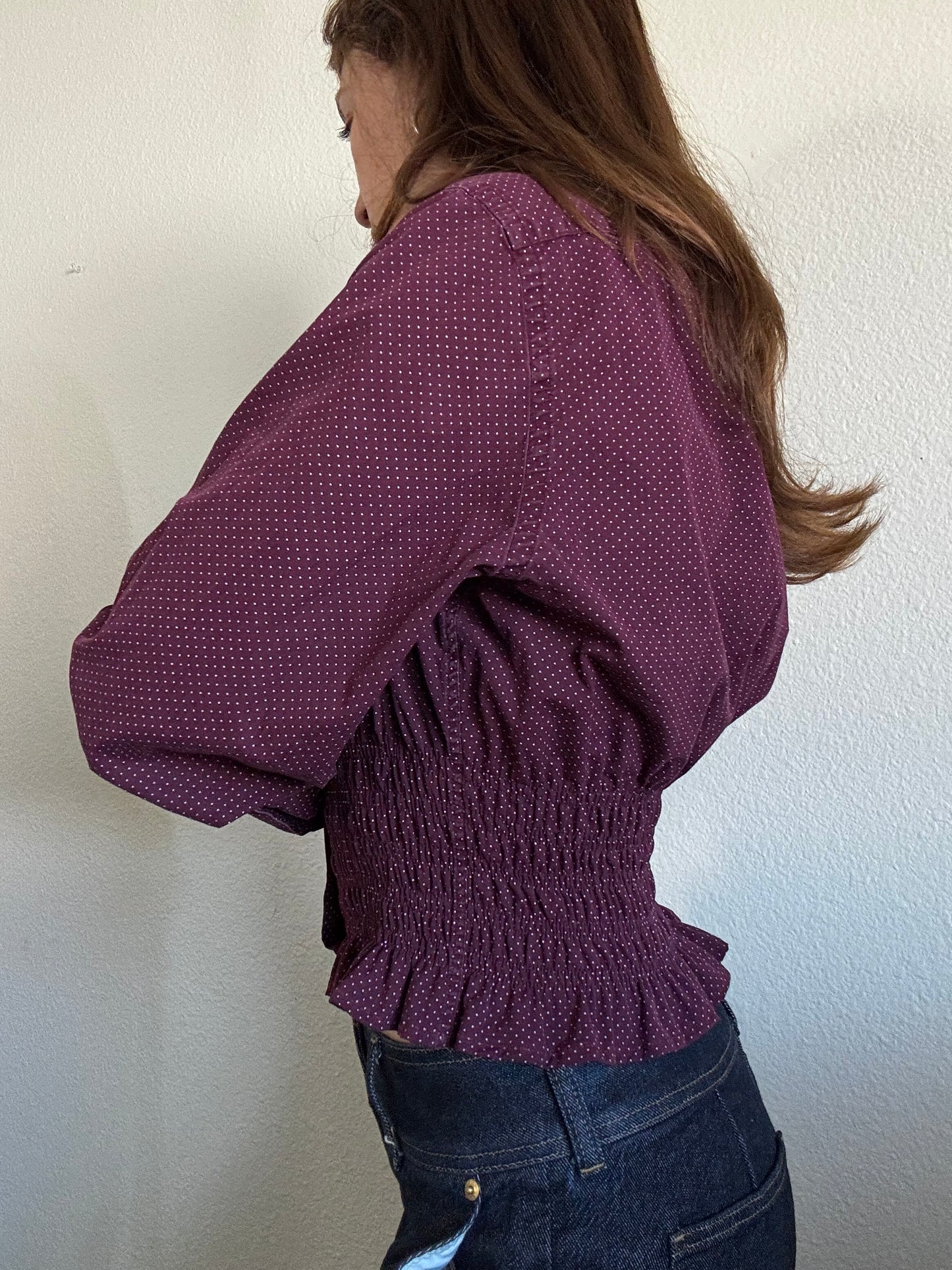 Marielle Top / Burgundy Polka Dots