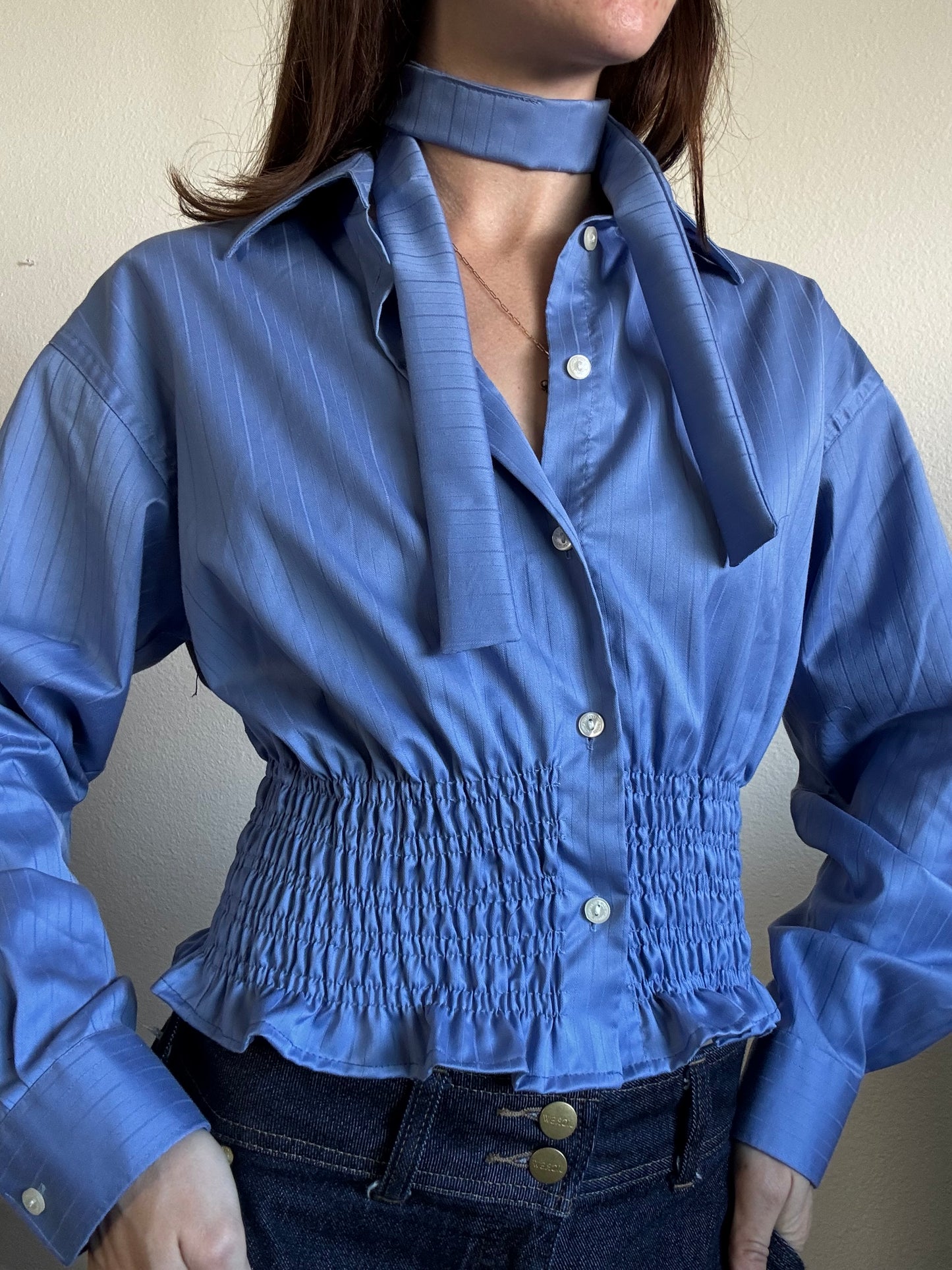 Marielle Top / Sheen Slate Stripes