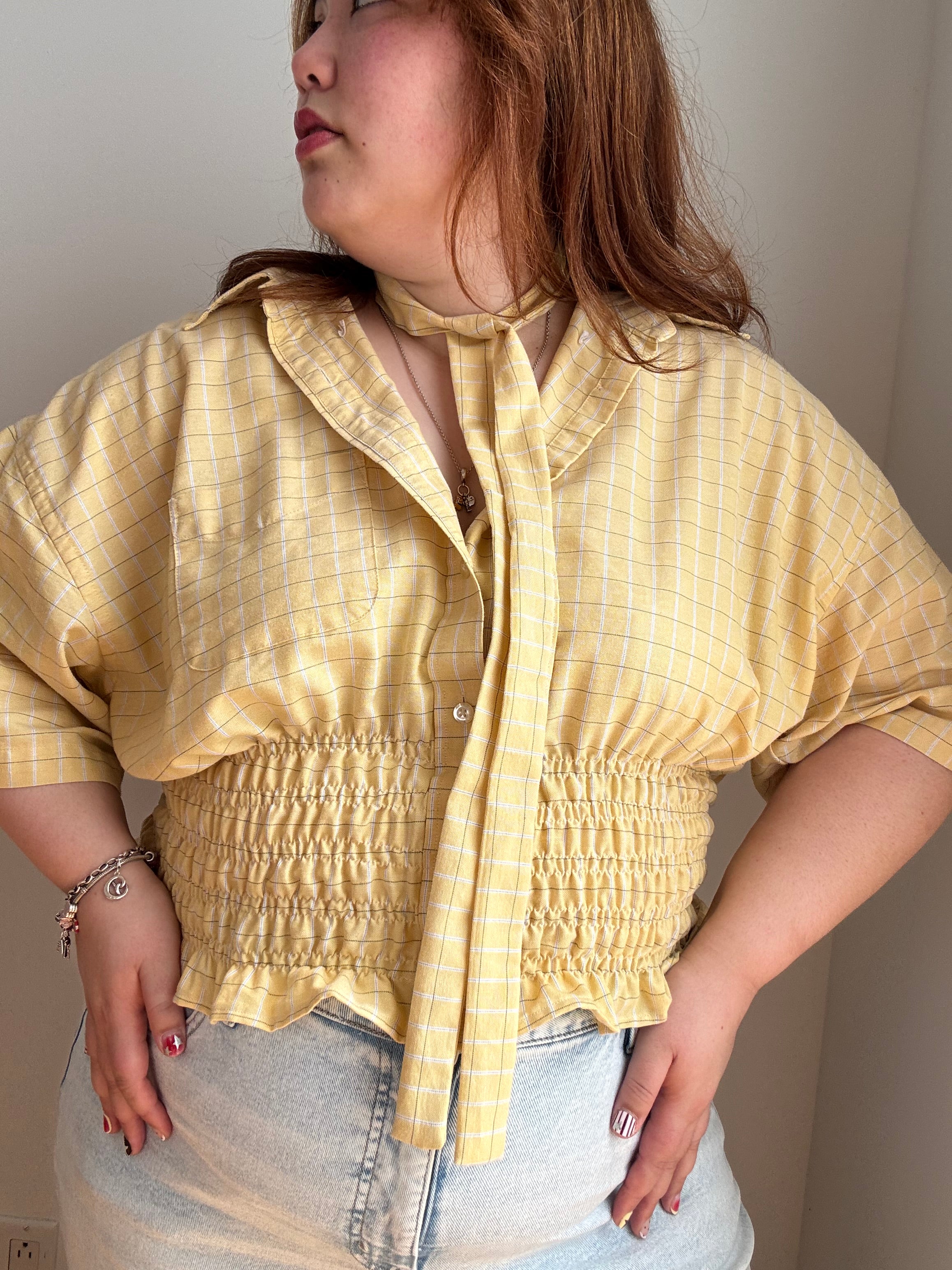 Marielle Top in Yellow Squares (XL-2X)