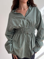 Elodie Top in Green Plaid (M/L)