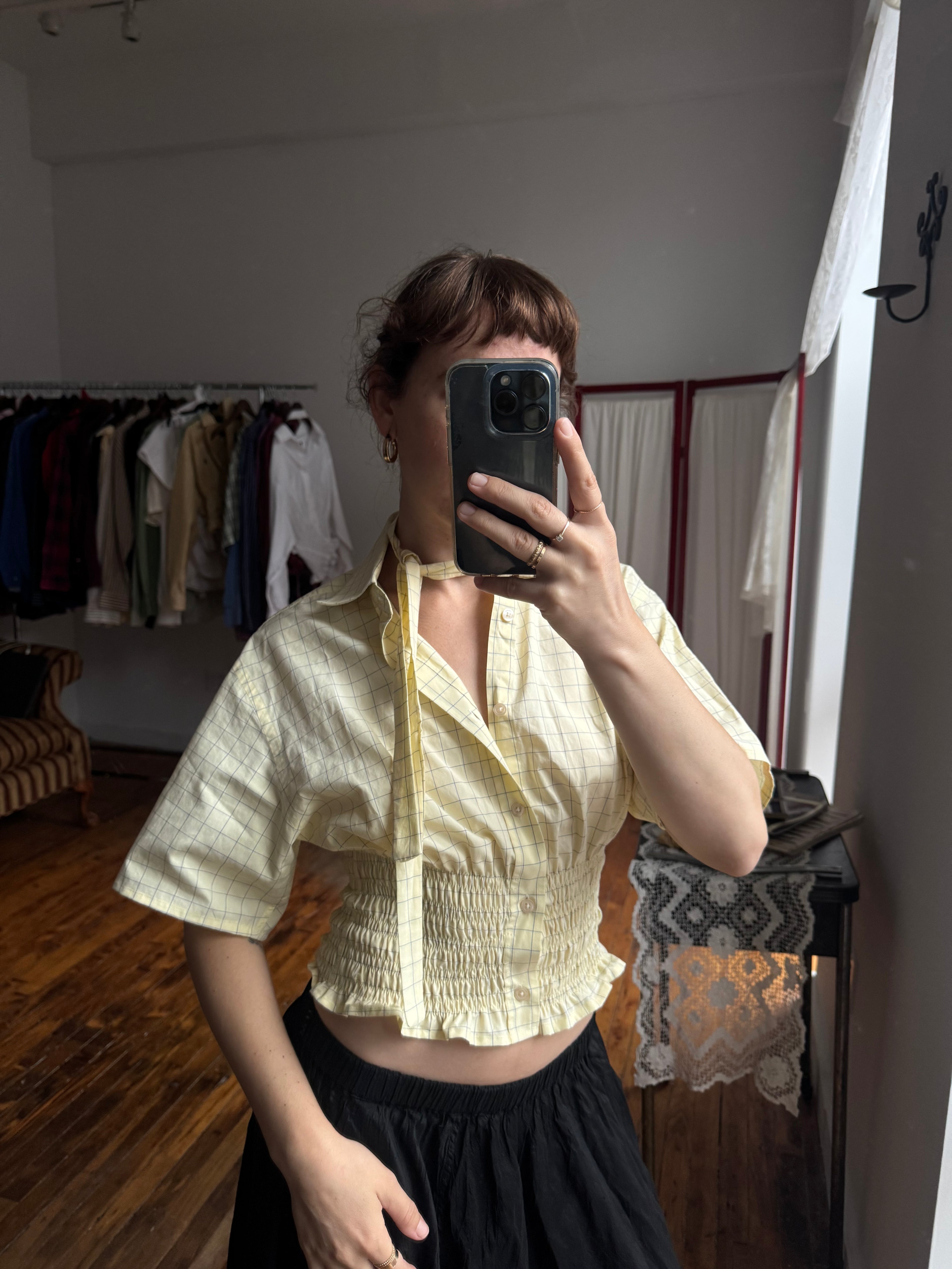 Marielle Top / Yellow Squares (S-M)