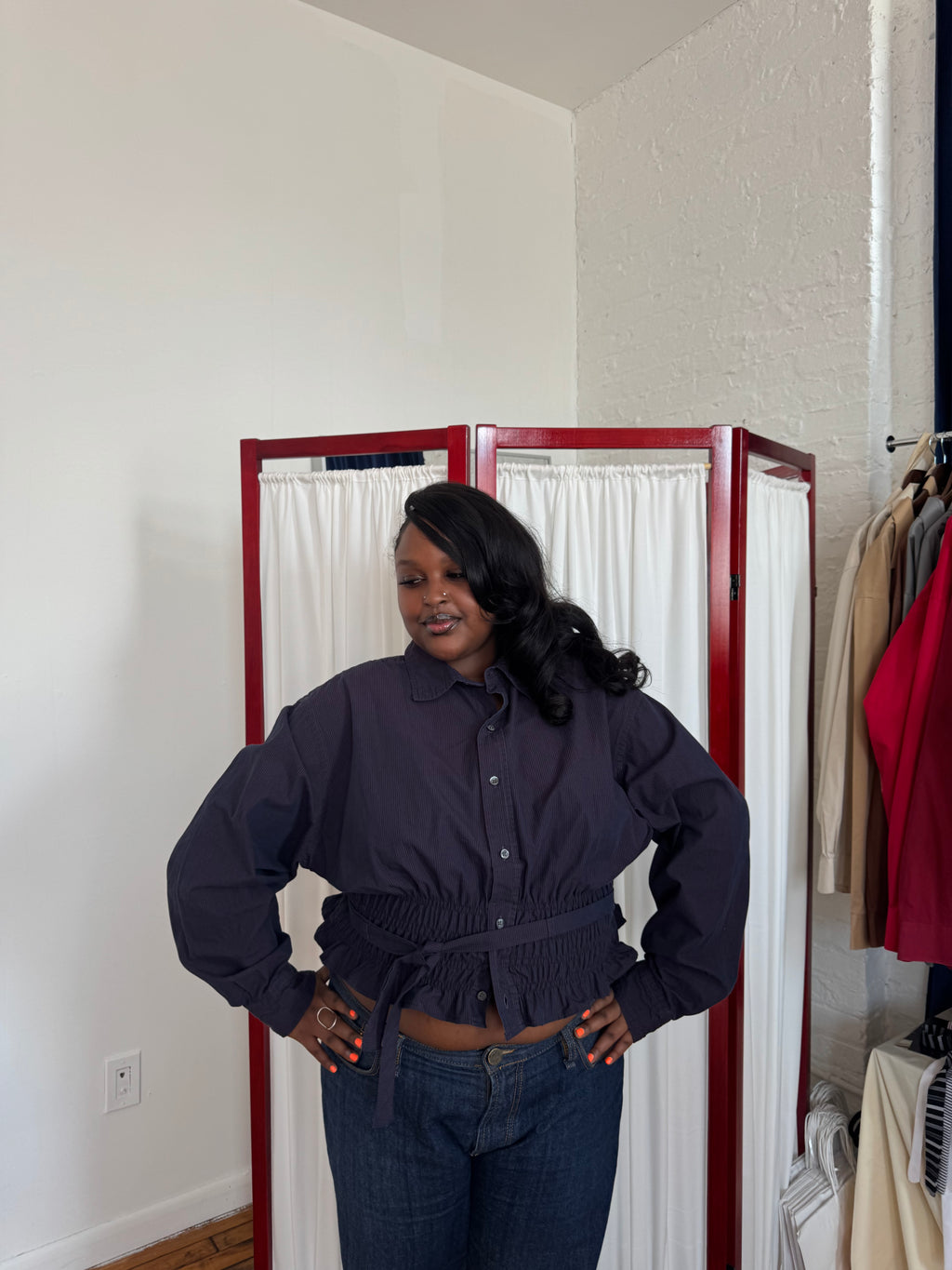 Marielle Top / Purple Check 1X-2X