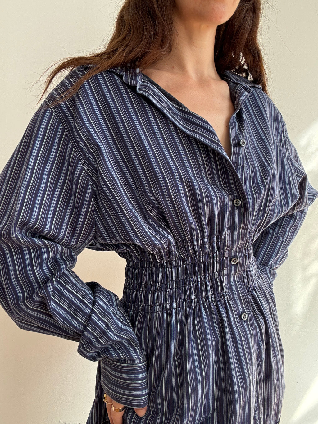 Elodie Top in Eclectic Blue Stripes (M/L)