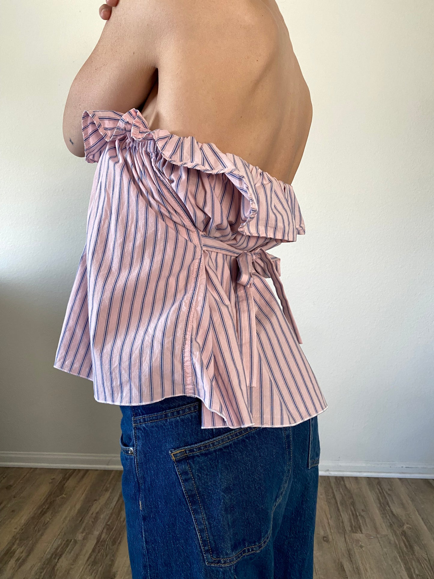 The Camille Top / Pink & Blue Stripes / L-XL