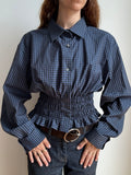 MARIELLE TOP in Blue Plaid (M/L)