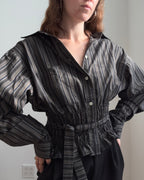 MARIELLE TOP in Gray, Brown & Olive Stripes (M-XL)
