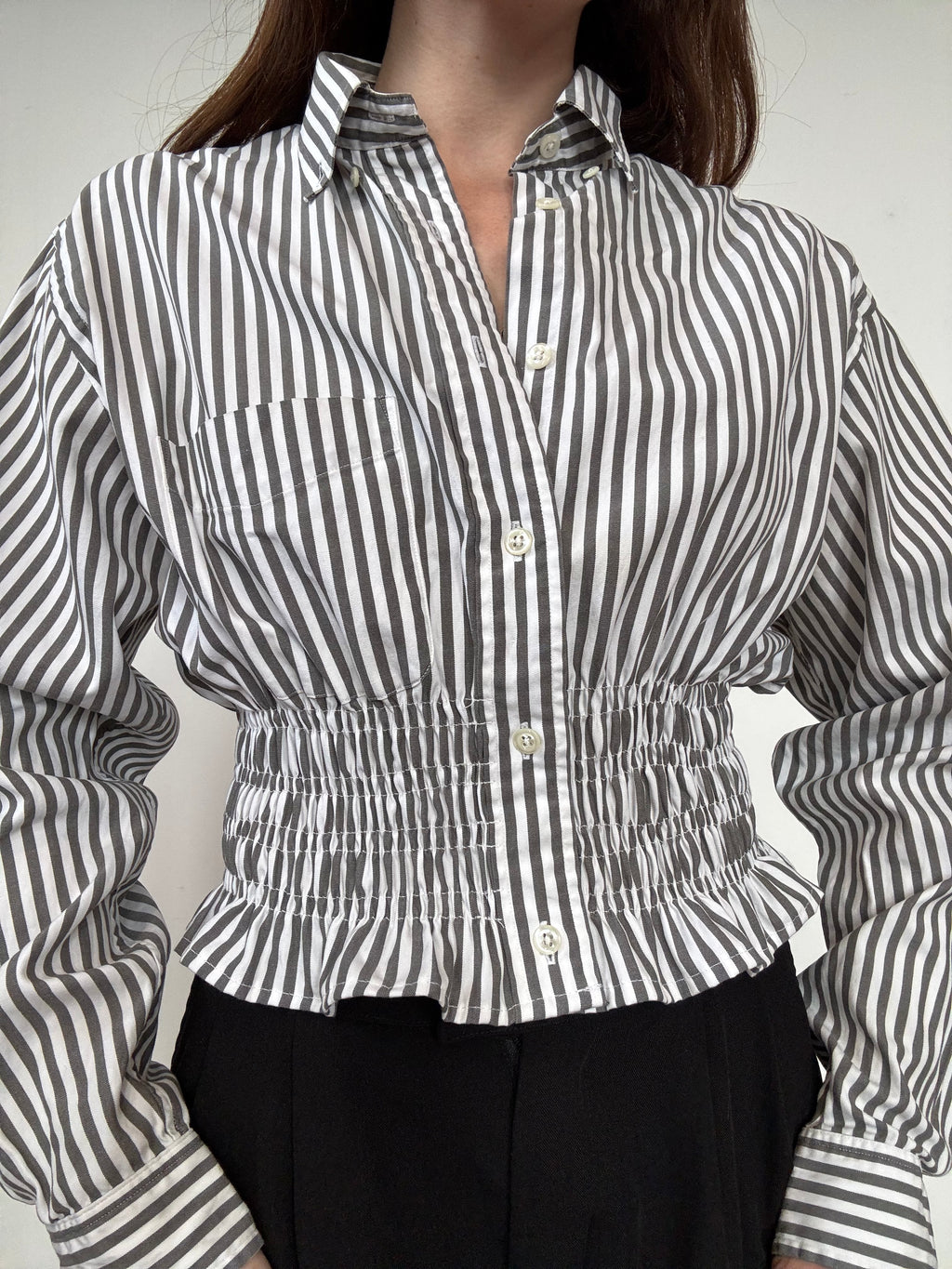 Marielle Top / Shaded Green Stripes / M