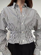 Marielle Top / Shaded Green Stripes / M