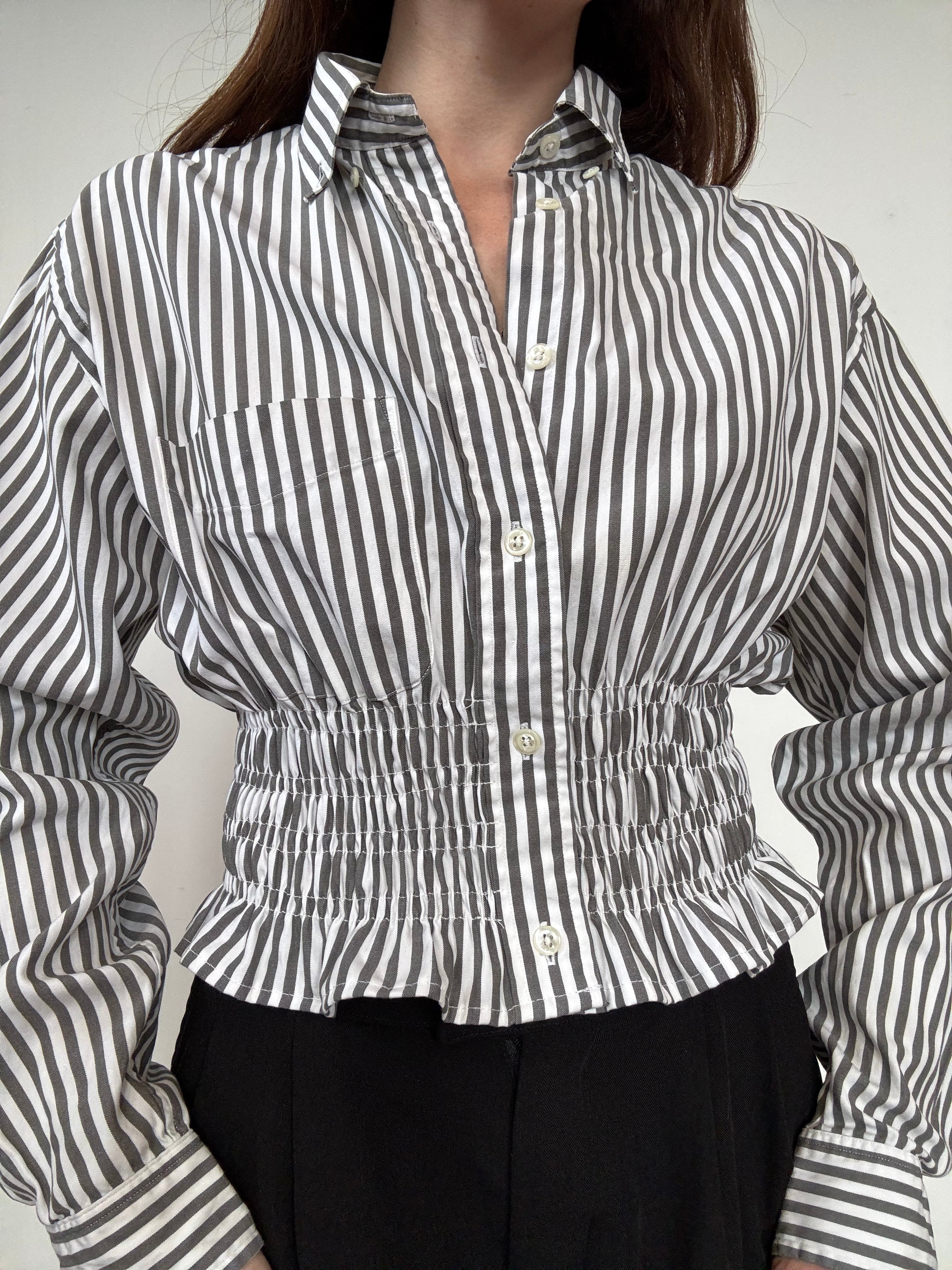 Marielle Top / Shaded Green Stripes / M