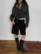 Marielle Top / Black & Gray Stripes / ML