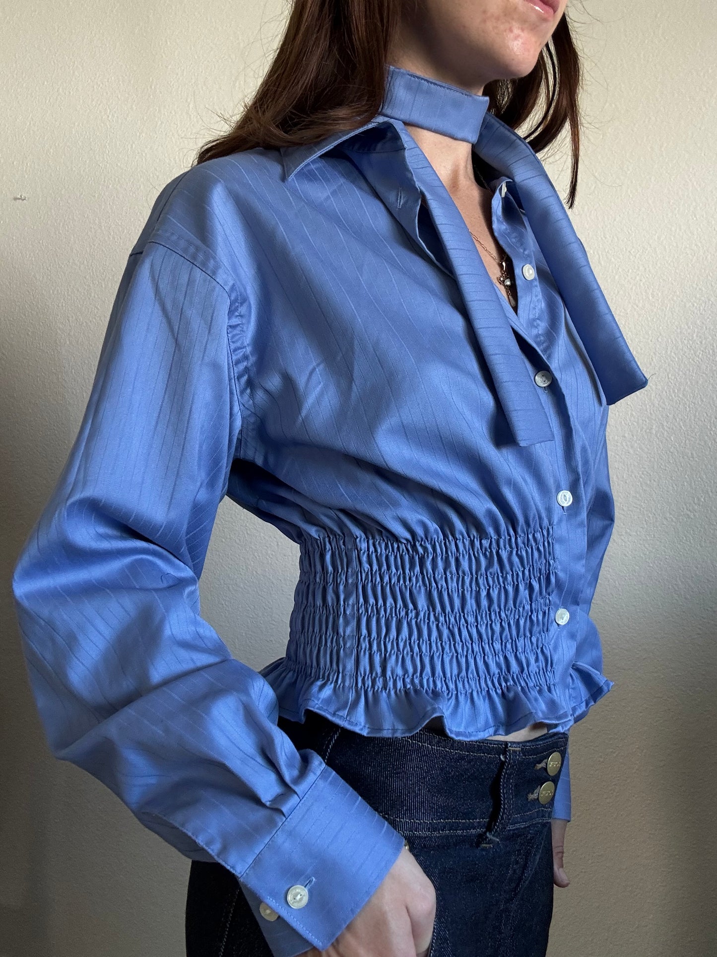 Marielle Top / Sheen Slate Stripes