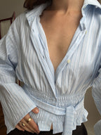 MARIELLE TOP in Ice Blue Stripes (S/M)
