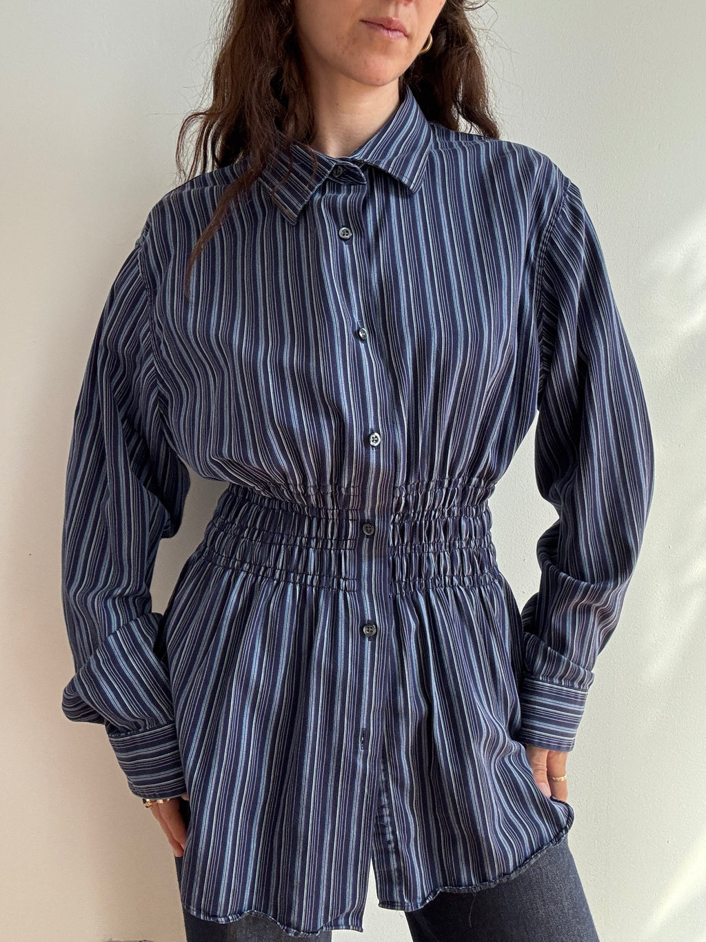 Elodie Top in Eclectic Blue Stripes (M/L)