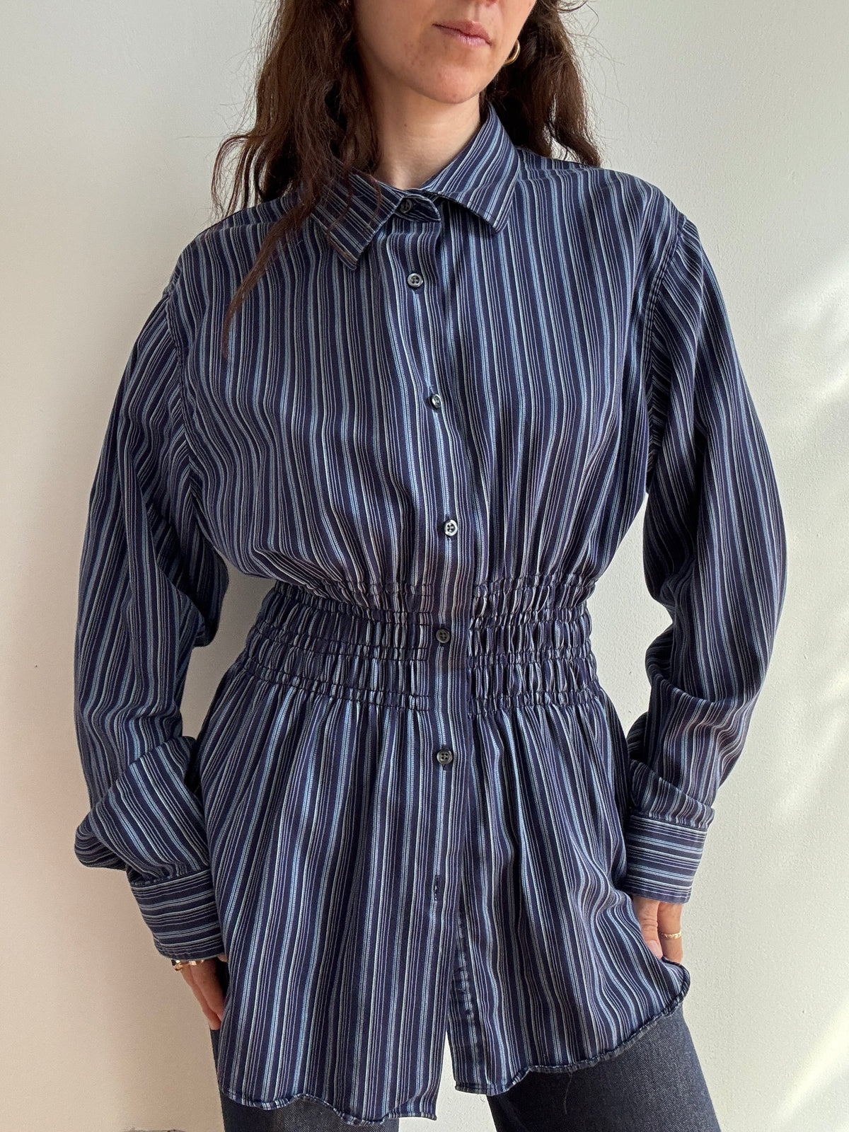 Elodie Top in Eclectic Blue Stripes (M/L)
