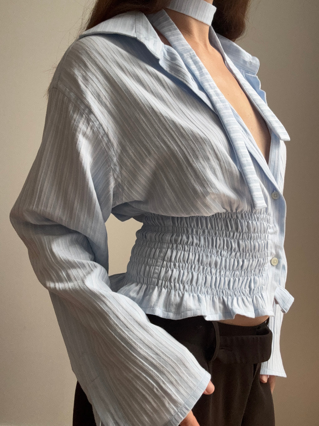 MARIELLE TOP in Ice Blue Stripes (S/M)