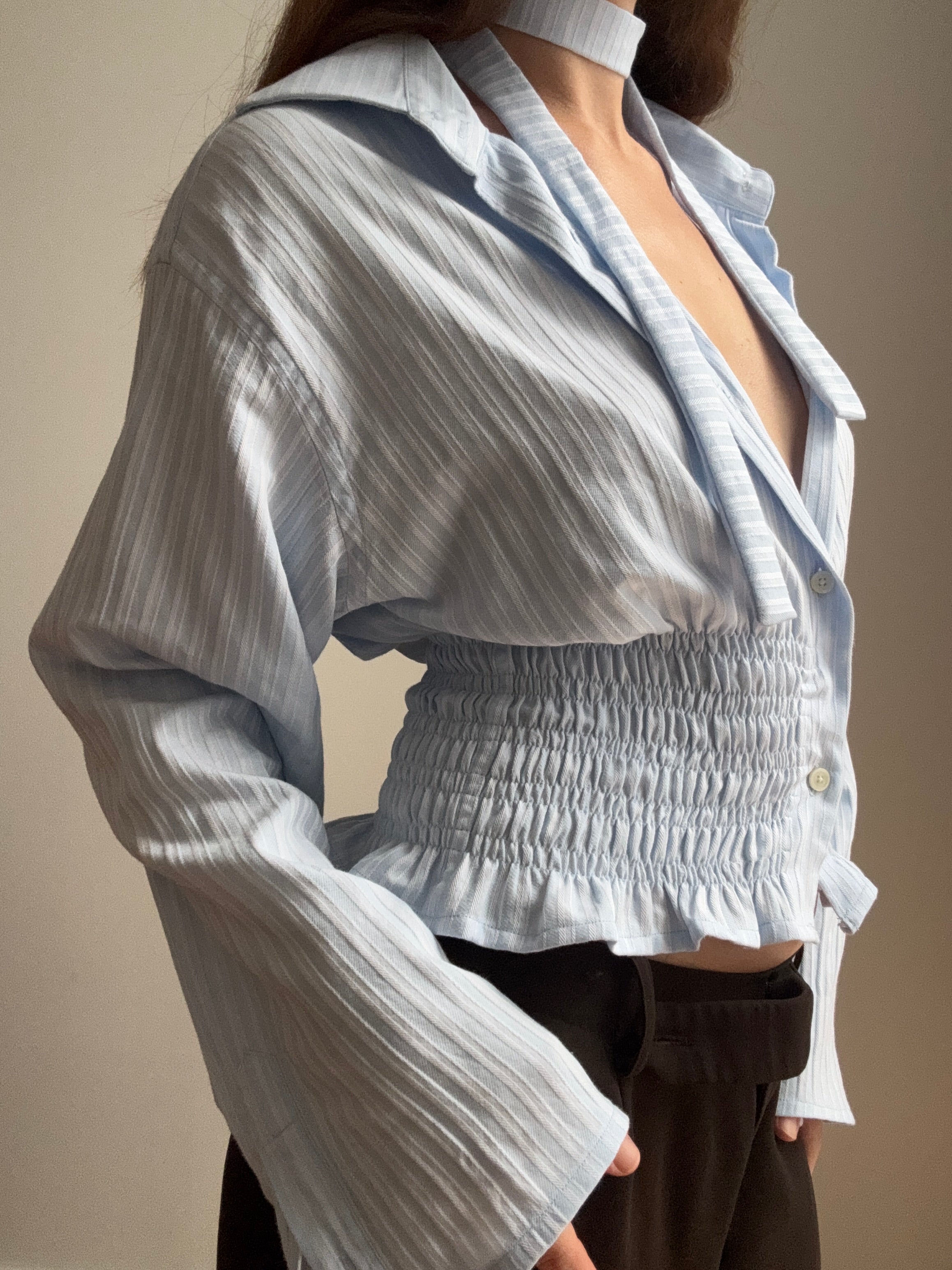 MARIELLE TOP in Ice Blue Stripes (S/M)