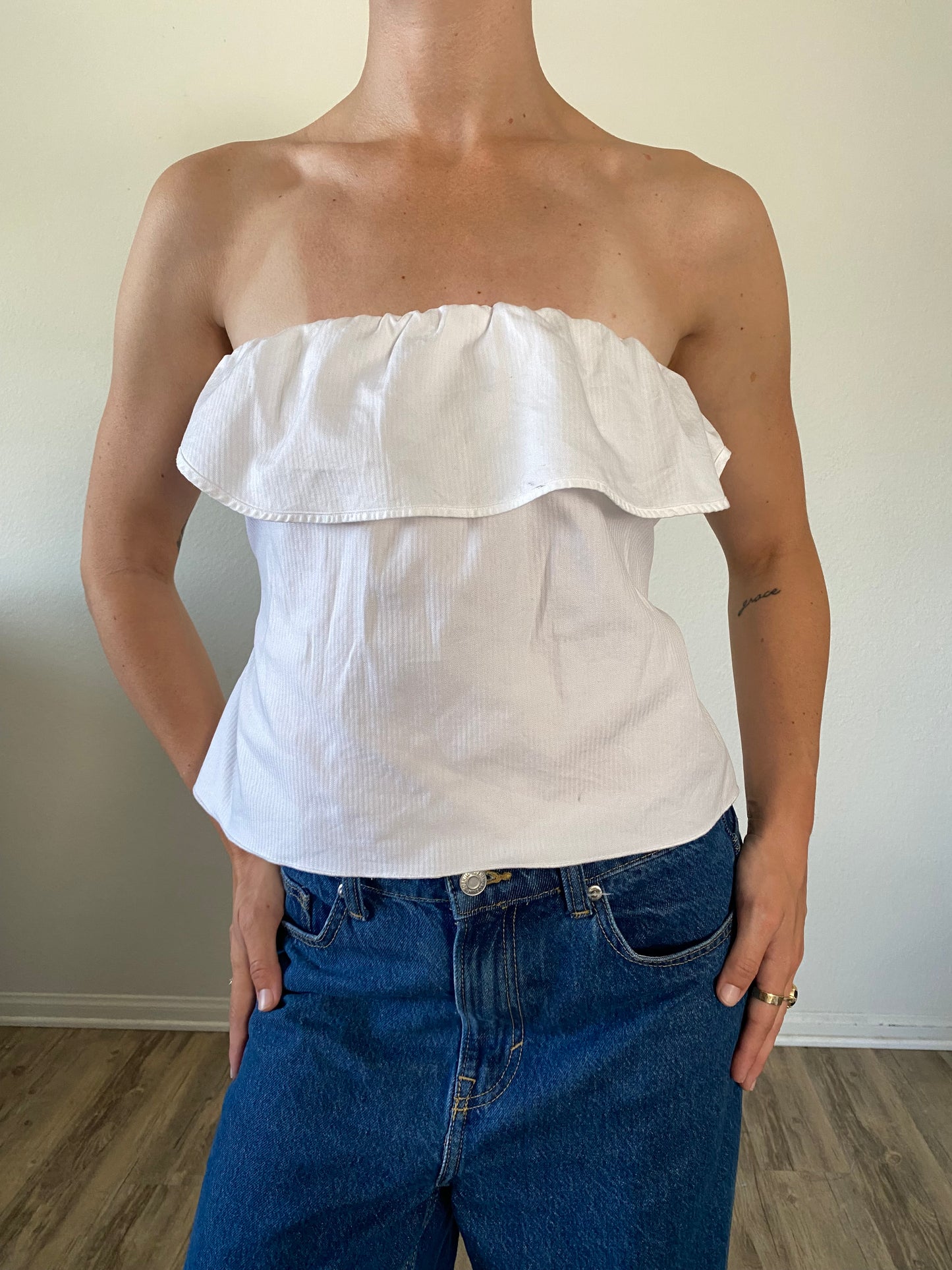 The Camille Top / White Rose/ Medium