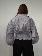 Marielle Top / Gray Contrast Stripes / LXL