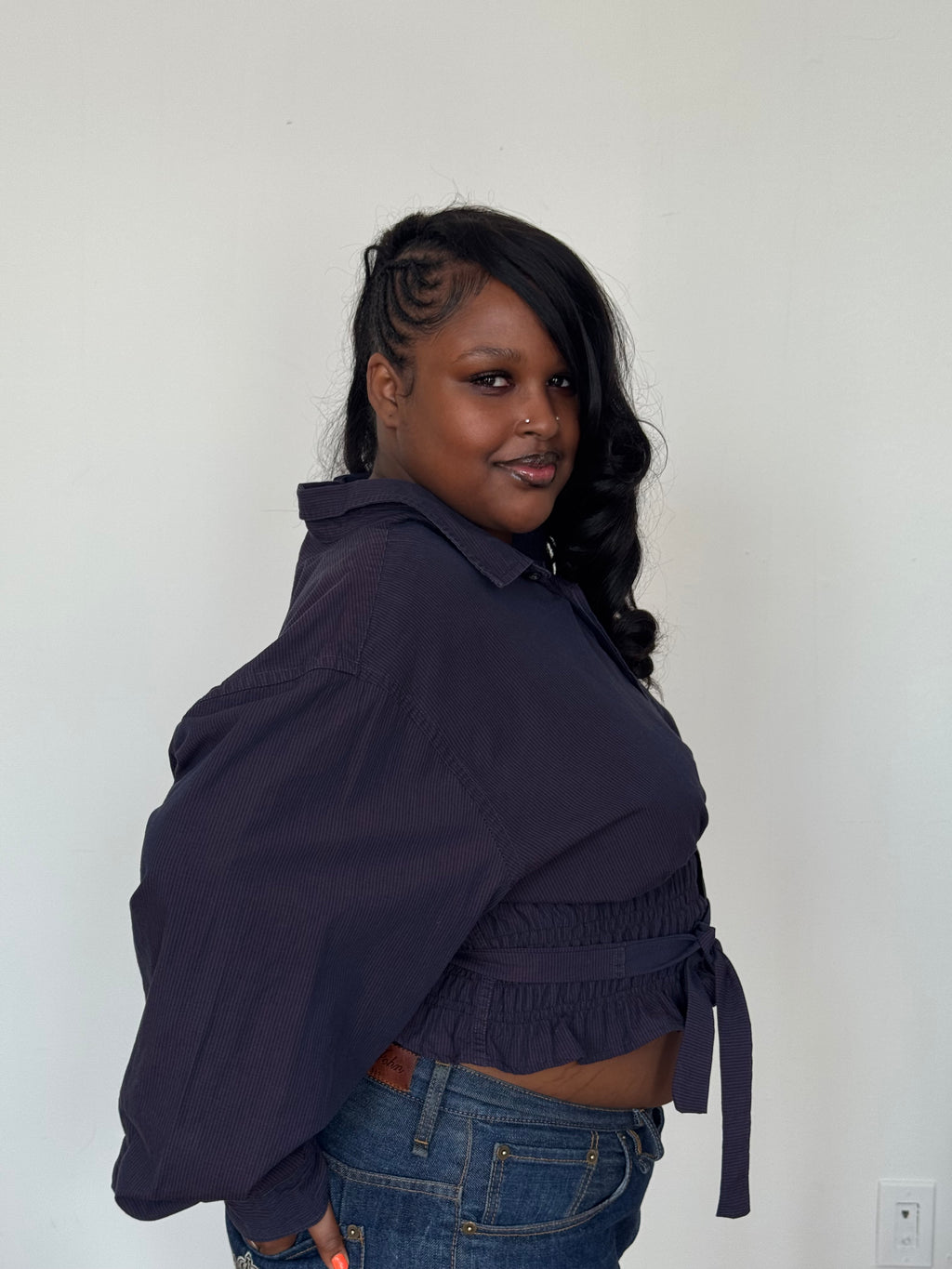 Marielle Top / Purple Check 1X-2X