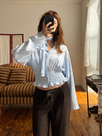 MARIELLE TOP in Ice Blue Stripes (S/M)