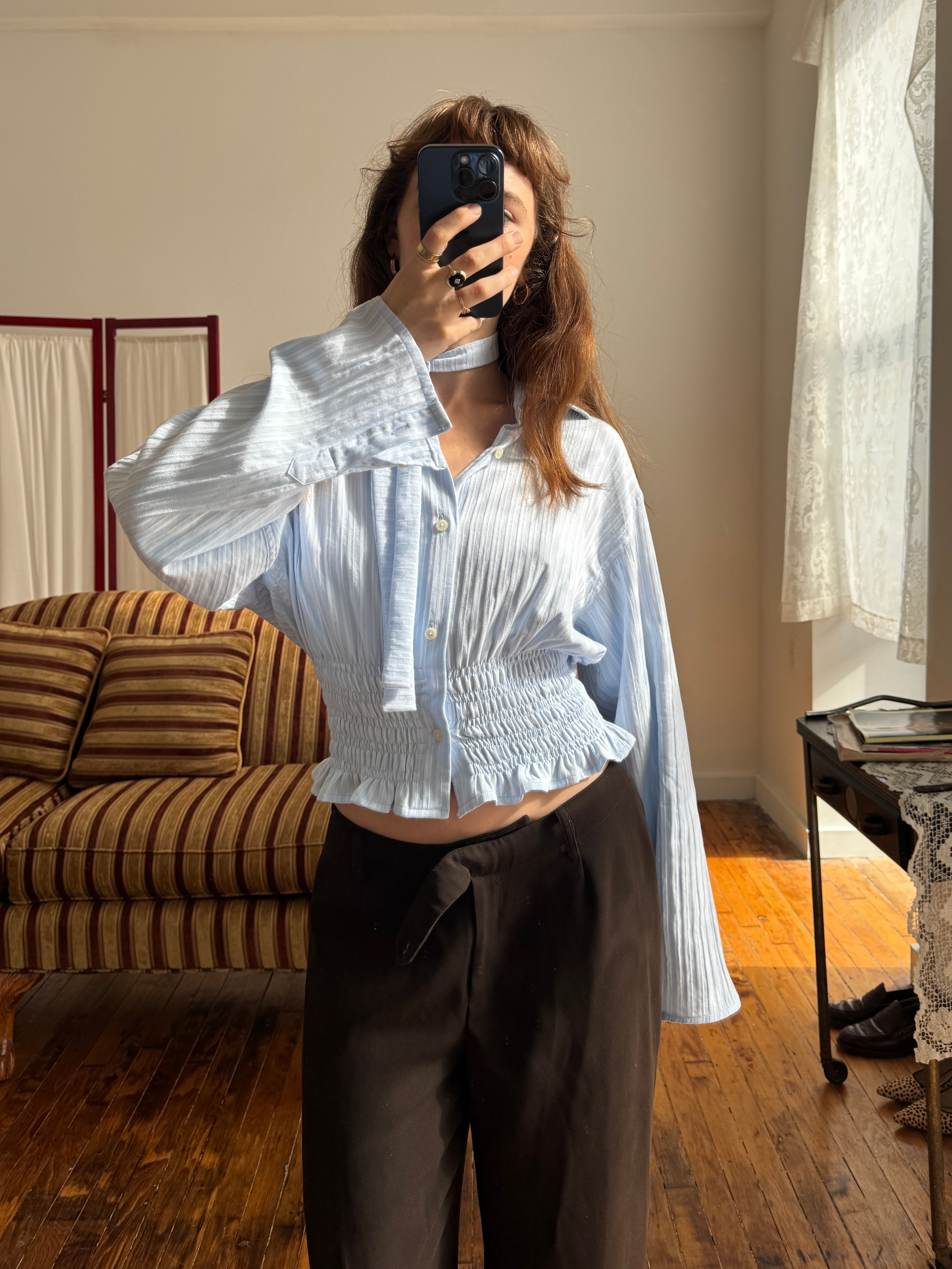 MARIELLE TOP in Ice Blue Stripes (S/M)