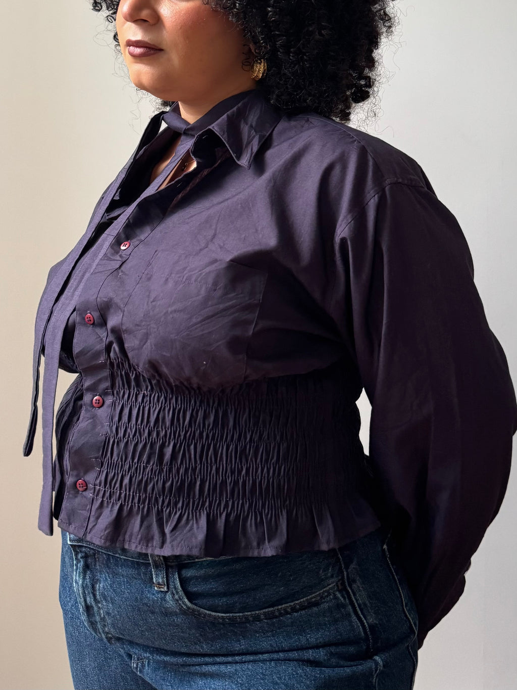 Marielle Top in Textured Purple (L-XL)