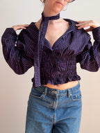 Marielle Top / Black & Purple Stripes (M)