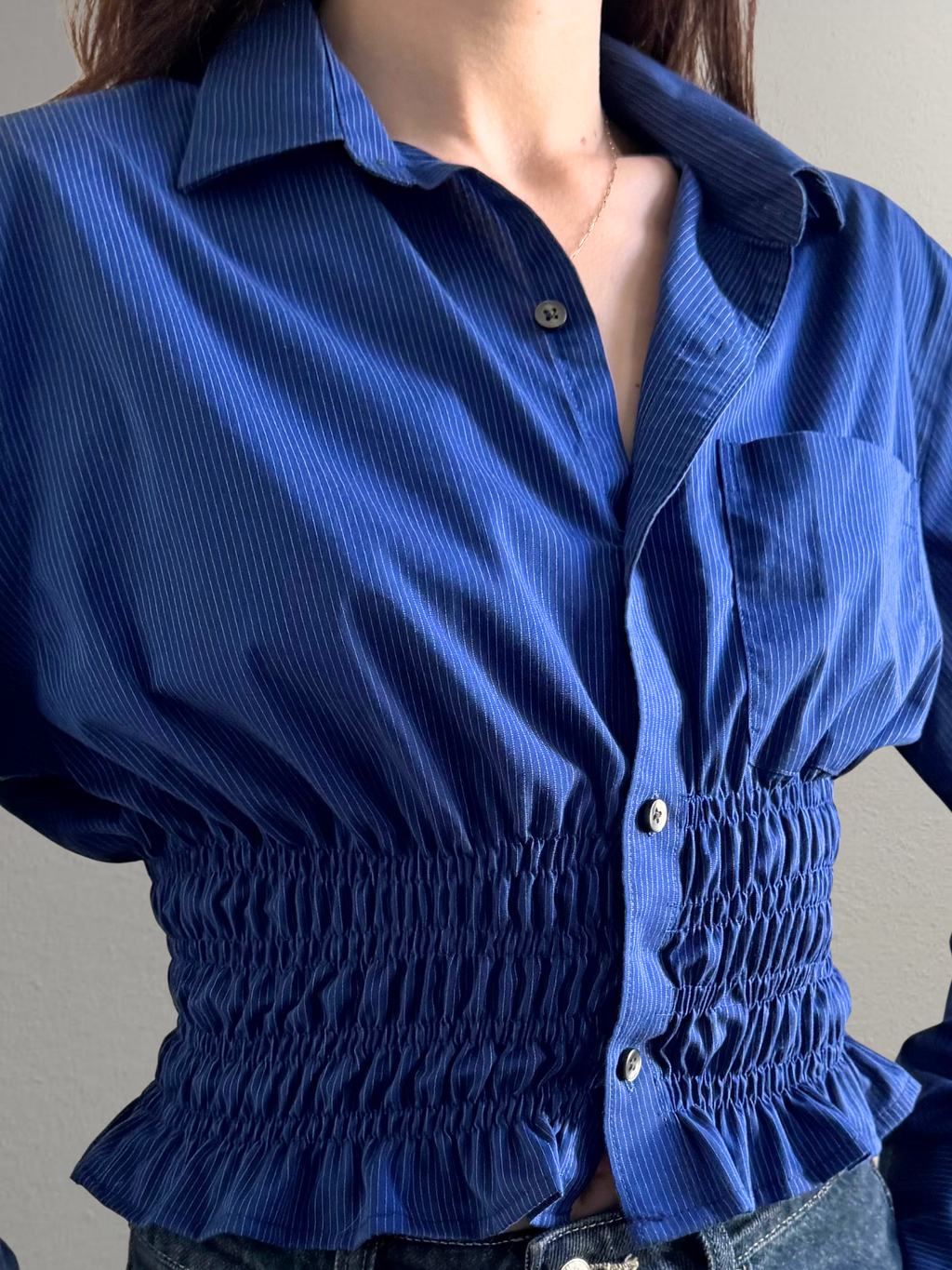 Marielle Top / Blue Pinstripes XS/S