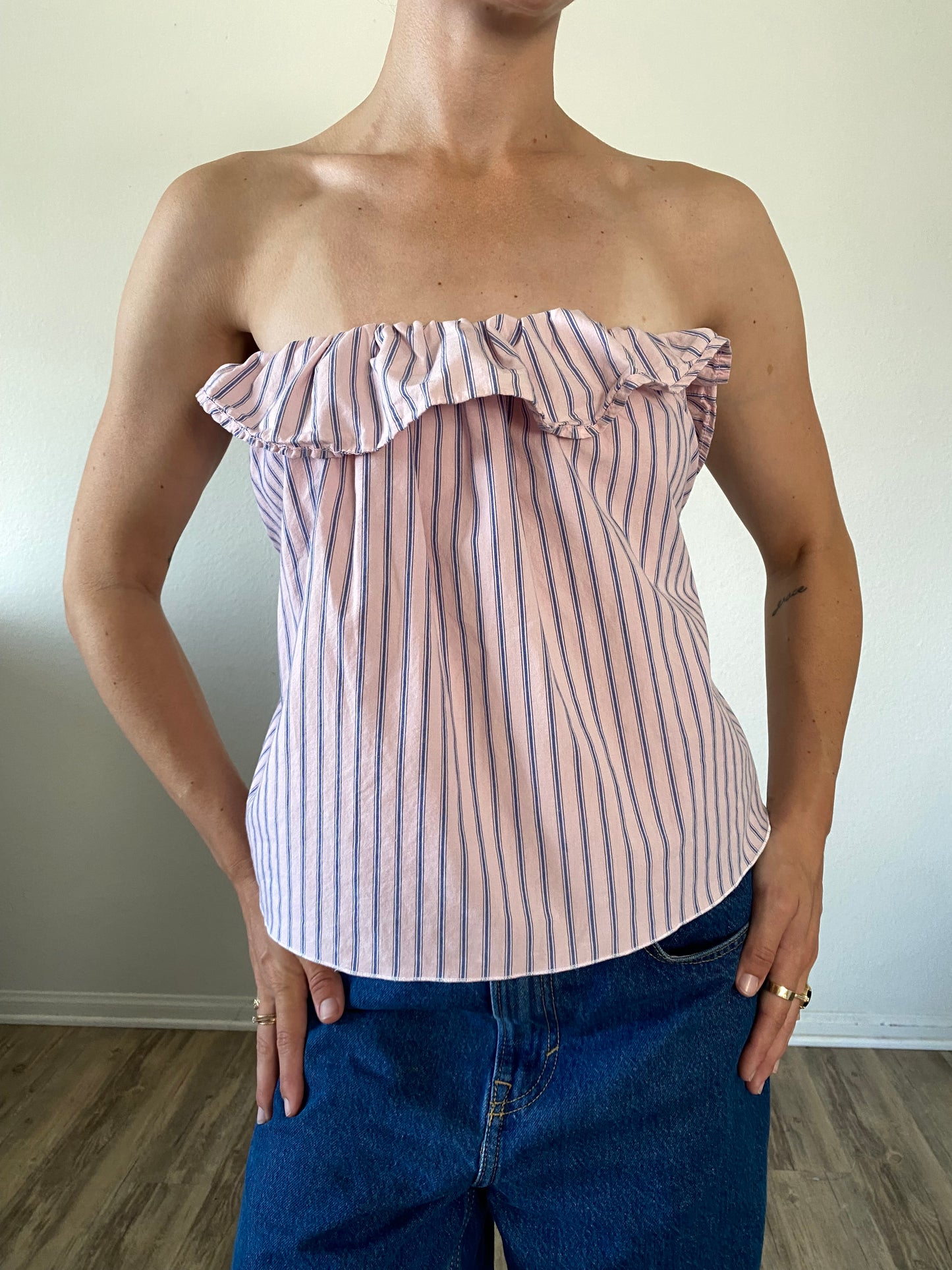 The Camille Top / Pink & Blue Stripes / L-XL