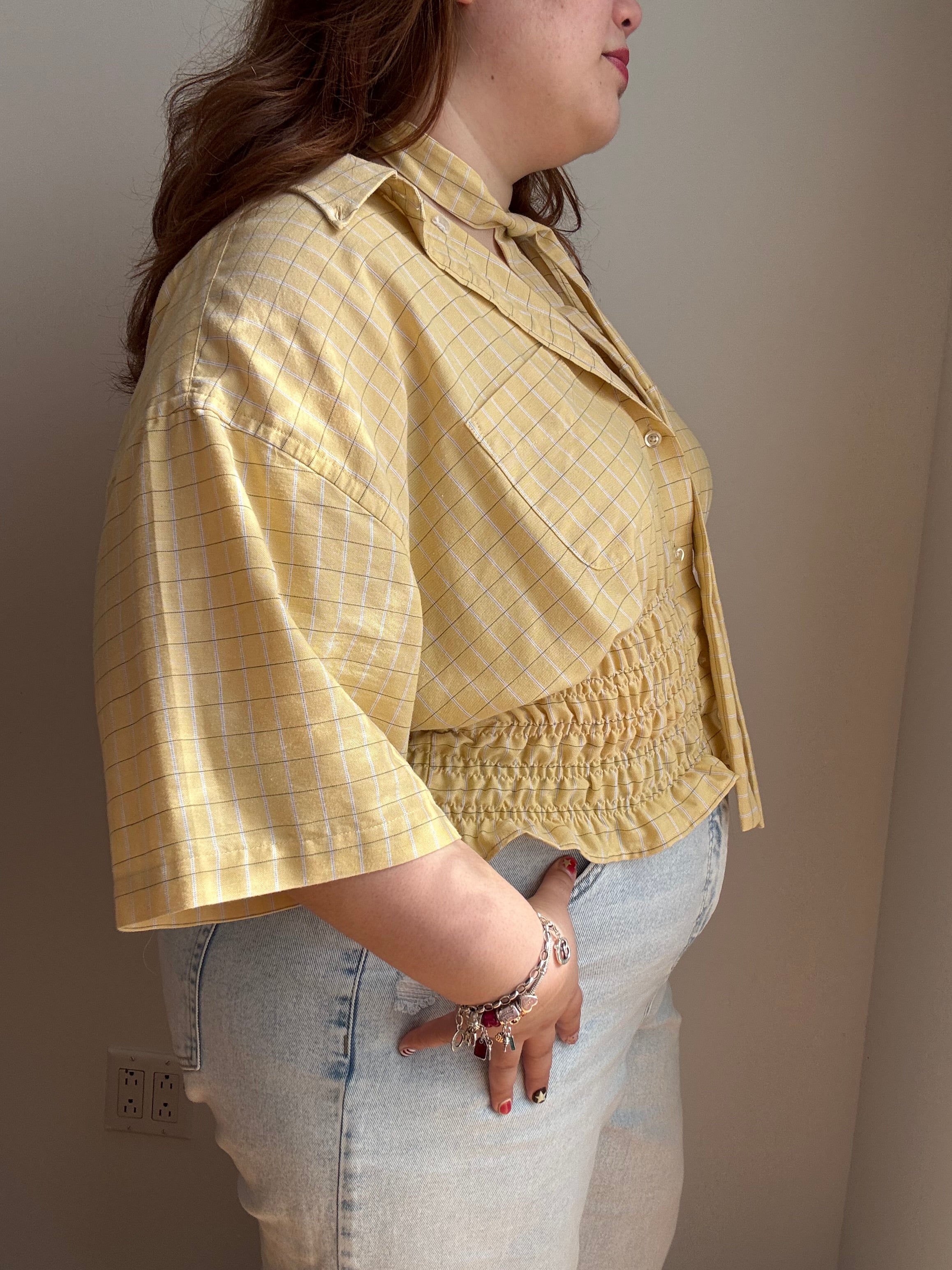 Marielle Top in Yellow Squares (XL-2X)
