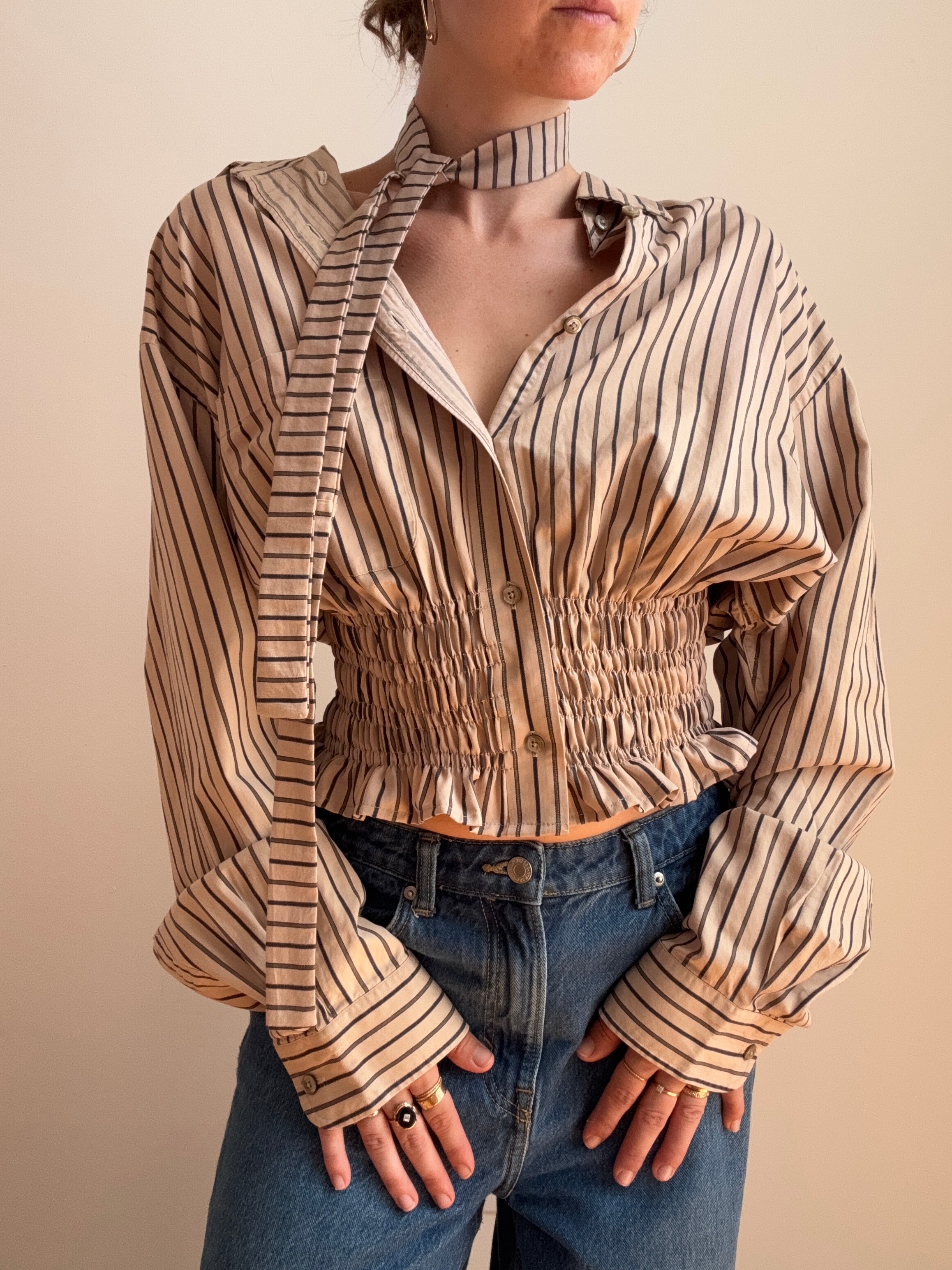 Marielle Top in Tan Stripes (M-XL)