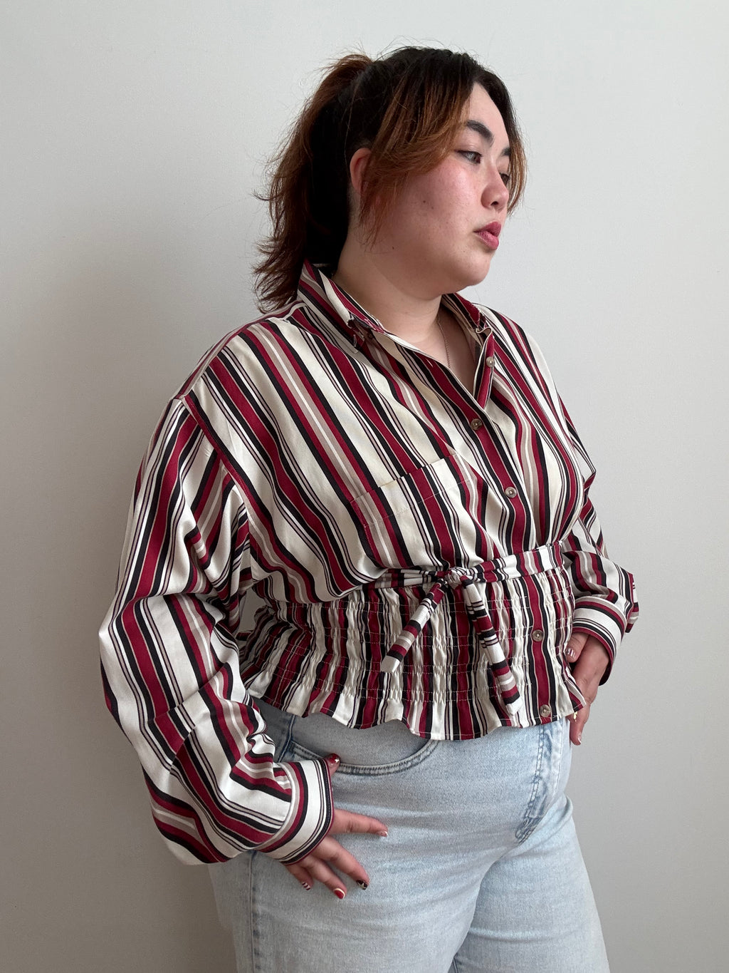 Marielle Top in Red Vintage Stripes (1X-3X)
