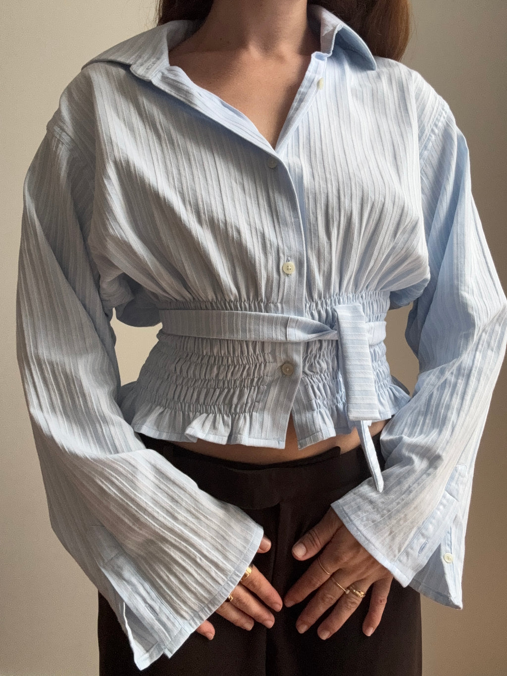 MARIELLE TOP in Ice Blue Stripes (S/M)