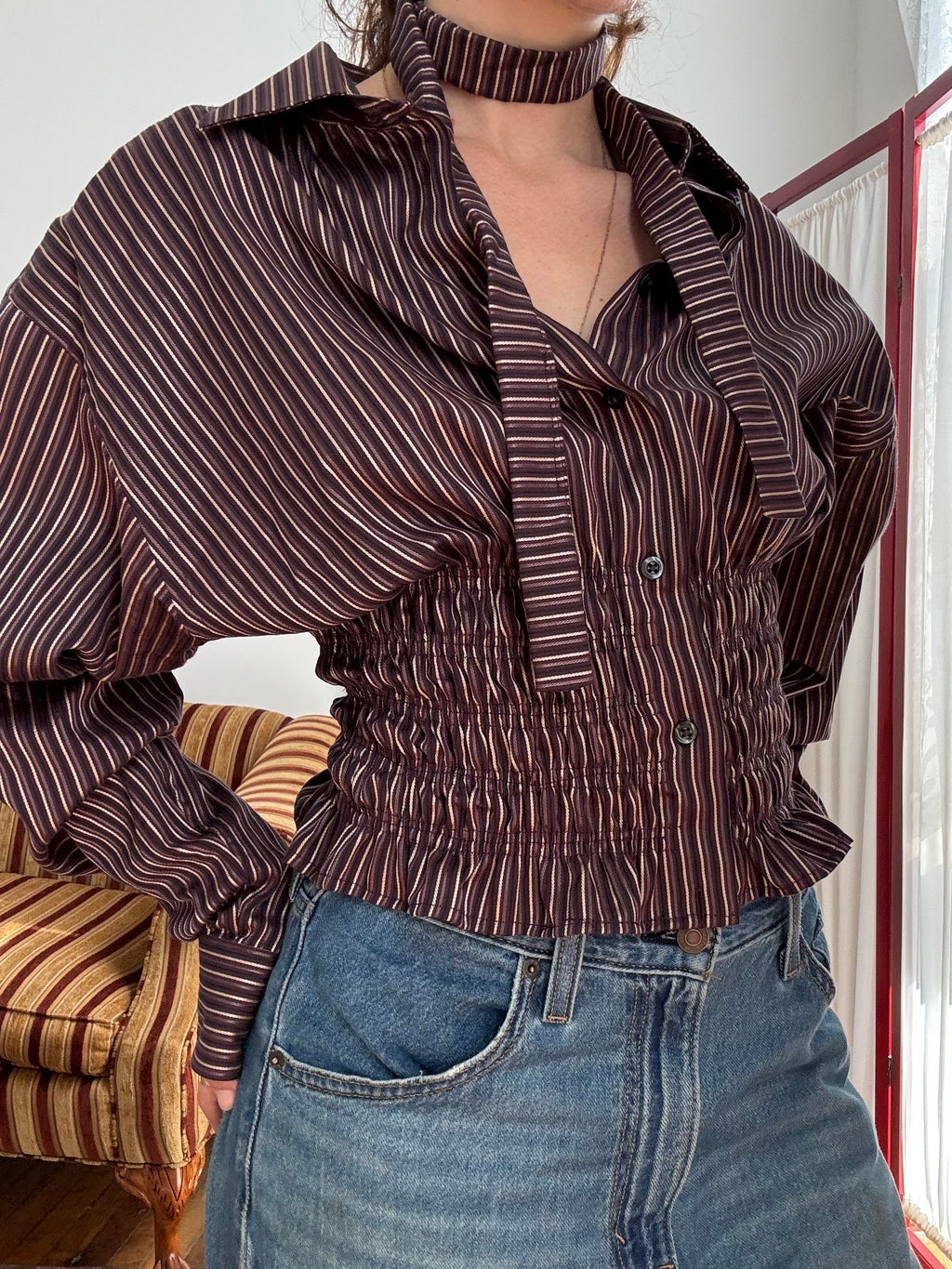 Marielle Top / Plum Gold Stripes (M-L)