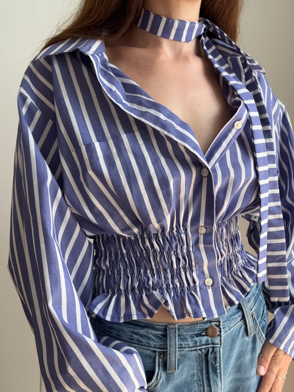 MARIELLE TOP in BLUE STRIPE (M/L)