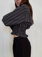 Marielle Top / Black & Gray Stripes / ML