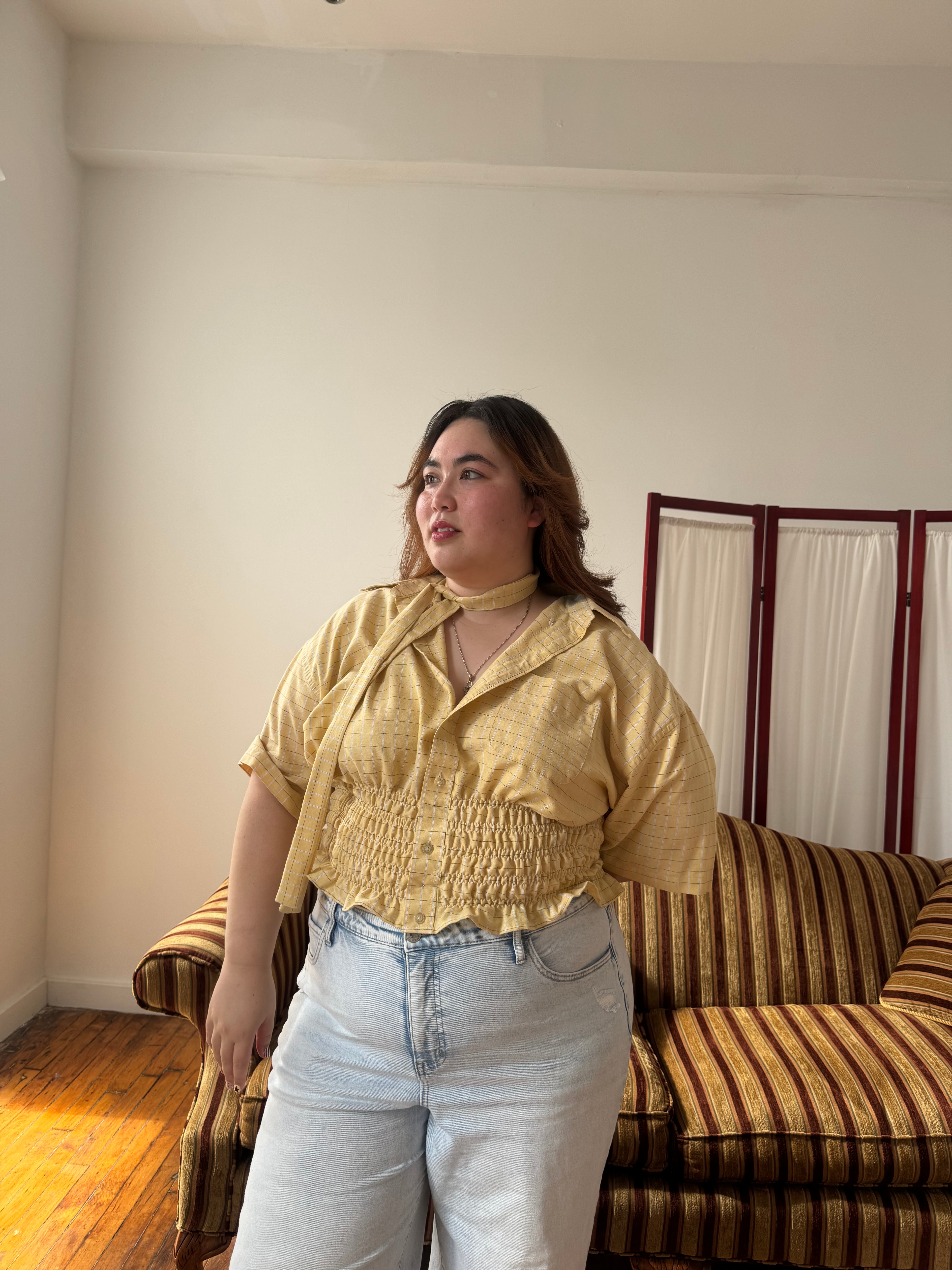 Marielle Top in Yellow Squares (XL-2X)
